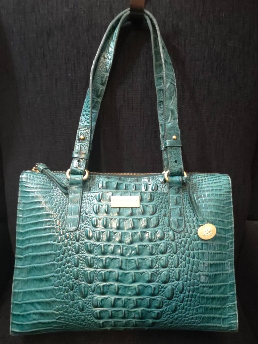 Brahmin Turqouise Green Leather Tote Bag